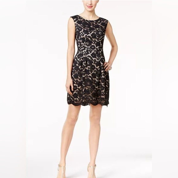 Love Stitch Dresses & Skirts - Love Stitch Lace Overlay Nude Lining Sleeveless Mini Dress Side Zipper Medium